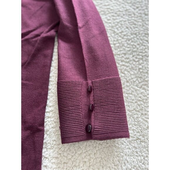 Evolution By Cyrus Womens Open Front Cardigan Sweater Burgundy 3/4 Sleeve Size S - Picture 5 of 9
